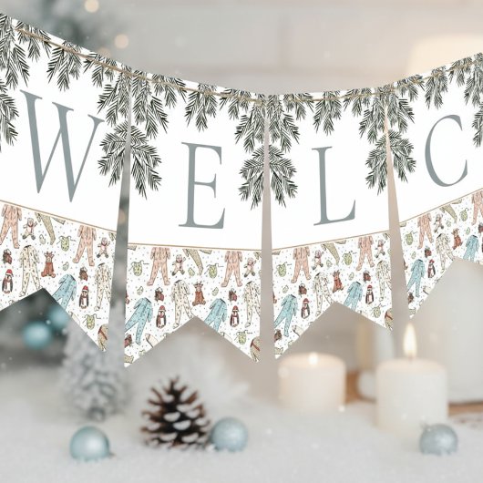 Welkom Baby Kerst Winter Baby shower Vlaggetjes