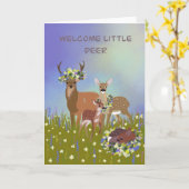 Welkom baby kleine hert kaart (Gele Bloem)