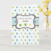 Welkom Baby kleinzoon aangepaste gepersonaliseerde Kaart (Gele Bloem)