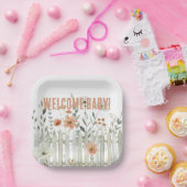 Welkom Baby Land Boerderij Bloemenpapier Bord (Feest)