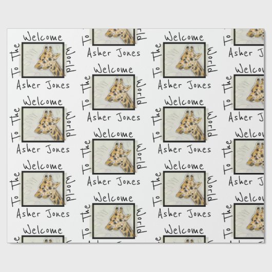 Welkom Baby Leuke Giraffe Cadeaupapier (Vlak)