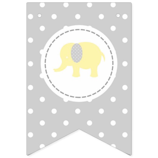 Welkom Baby - Licht geel en grijs Cute Elephant Vlaggetjes (Tweede vlag)