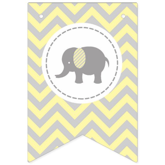 Welkom Baby - Licht geel en grijs Cute Elephant Vlaggetjes (Eerste vlag)