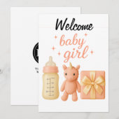 Welkom Baby Meisje Baby shower Kaart (Voorkant / Achterkant)