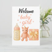 Welkom Baby Meisje Baby shower Kaart (Staand voorkant)