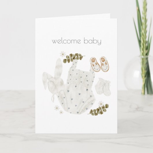 Welkom Baby Meisje Boho Gefeliciteerd Kaart (Voorkant)