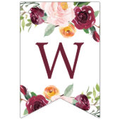 Welkom baby meisje bordeaux herfst bloemendouche vlaggetjes (Eerste vlag)