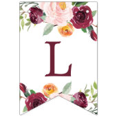 Welkom baby meisje bordeaux herfst bloemendouche vlaggetjes (Derde vlag)