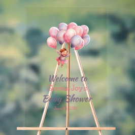 Welkom Baby Meisje Douche Ballonnen Acryl Bord