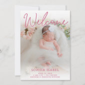 Welkom baby meisje foto geboorte aankondiging (Voorkant)