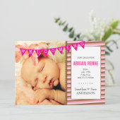 Welkom Baby Meisje Foto Geboorteaankondiging Aankondiging (Staand voorkant)