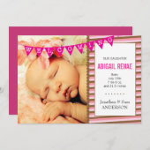 Welkom Baby Meisje Foto Geboorteaankondiging Aankondiging (Voorkant / Achterkant)