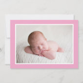 Welkom Baby Meisje Foto Mooie Roze Script Geboorte Aankondiging (Achterkant)