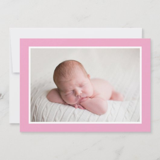 Welkom Baby Meisje Foto Mooie Roze Script Geboorte Aankondiging (Achterkant)