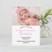 Welkom Baby Meisje Fotoaankondiging Kaart (Staand voorkant)