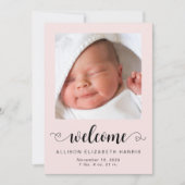 Welkom, baby-meisje Foto's geboorte Aankondiging (Voorkant)