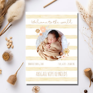 Welkom Baby Meisje Geboorte Foto aankondiging