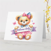 Welkom Baby Meisje Kaart (Gele Bloem)