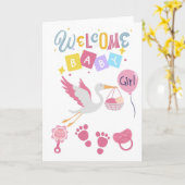 Welkom Baby Meisje Kaart (Gele Bloem)