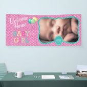 Welkom Baby Meisje Polka Dots Spandoek (Beurs)