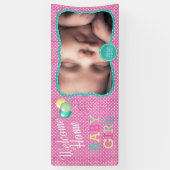 Welkom Baby Meisje Polka Dots Spandoek (Verticaal)