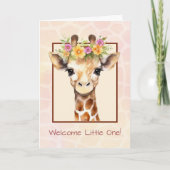 Welkom Baby Meisje Sweet Safari Oerwoud Giraffe Kaart (Voorkant)