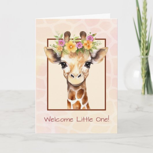 Welkom Baby Meisje Sweet Safari Oerwoud Giraffe Kaart (Voorkant)