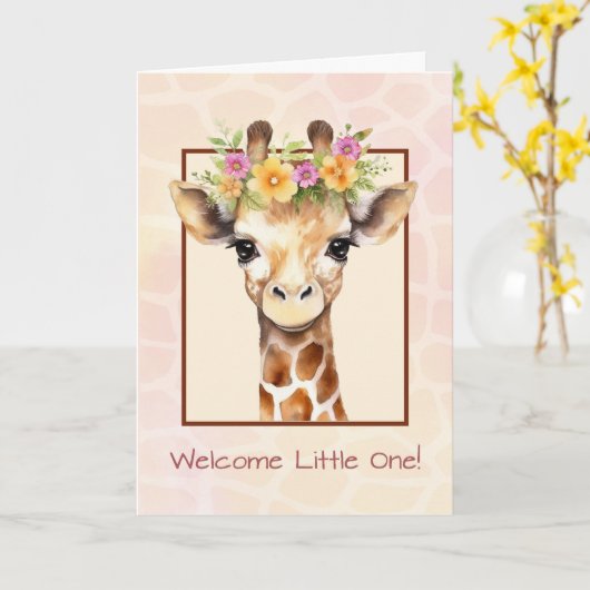 Welkom Baby Meisje Sweet Safari Oerwoud Giraffe Kaart (Gele Bloem)