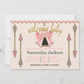 Welkom Baby Meisje - Tepee en Pijlen Kaart (Voorkant)