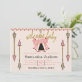 Welkom Baby Meisje - Tepee en Pijlen Kaart (Staand voorkant)