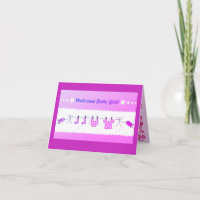 Welkom Baby Meisje Vouwbare Wenskaart
