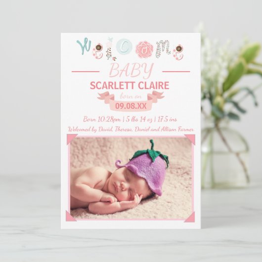 Welkom Baby met foto's - Aankondiging geboorte (Staand voorkant)