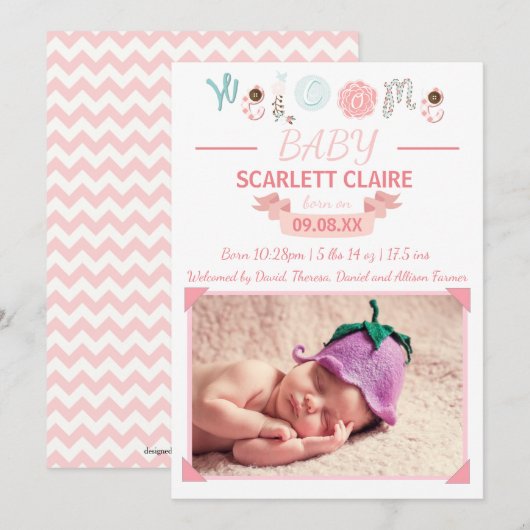 Welkom Baby met foto's - Aankondiging geboorte (Voorkant / Achterkant)