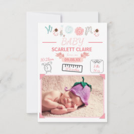 Welkom Baby met tekeningen - 3x5Birth kondiging Aankondiging