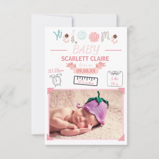 Welkom Baby met tekeningen - 3x5Birth kondiging Aankondiging