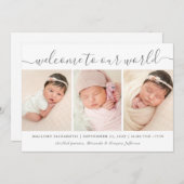 Welkom Baby Moderne foto-collage geboorte Aankondiging (Voorkant / Achterkant)