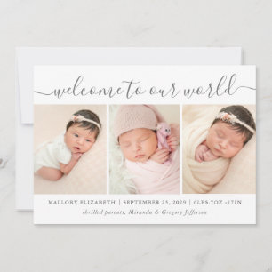 Welkom Baby Moderne foto-collage geboorte Aankondiging