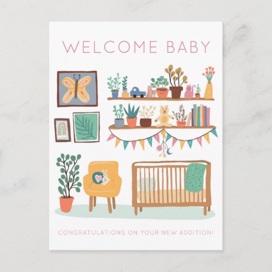 WELKOM BABY Mooie kinderkamer Geslacht neutraal Ge Briefkaart (Voorkant)