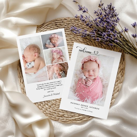 Welkom Baby Multi Photo met gepersonaliseerde bood Aankondiging