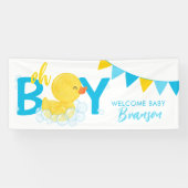 Welkom Baby Naam Boy Rubber Duck Baby shower Spandoek (Horizontaal)