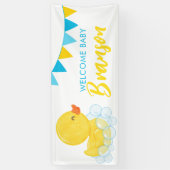 Welkom Baby Naam Grote Rubber Eend Baby shower Spandoek (Verticaal)