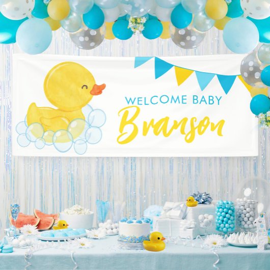 Welkom Baby Naam Grote Rubber Eend Baby shower Spandoek