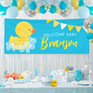 Welkom Baby Naam Grote Rubberen Eend Baby Shower Spandoek