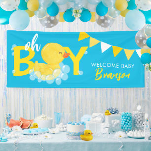 Welkom Baby Naam Jongen Rubber Eend Baby Shower Spandoek