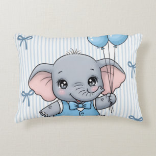 Welkom Baby Olifant Jongen Douche Tag Accent Kussen