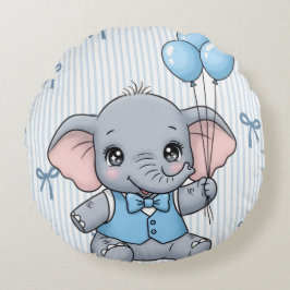 Welkom Baby Olifant Jongen Douche Tag Rond Kussen