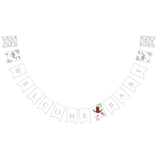 Welkom Baby Onder het Zee Baby shower Aardetinten Vlaggetjes (Alle)