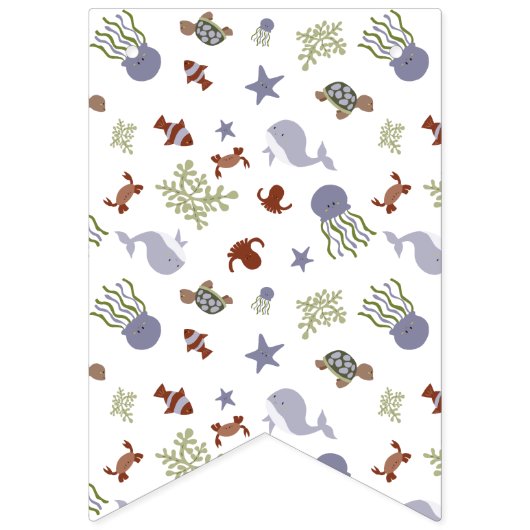 Welkom Baby Onder het Zee Baby shower Aardetinten Vlaggetjes (Eerste vlag)