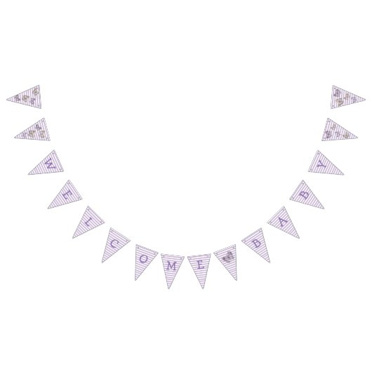 Welkom Baby Paarse Gouden Vlinder Vlag Banner (Alle)