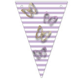 Welkom Baby Paarse Gouden Vlinder Vlag Banner (Eerste vlag)